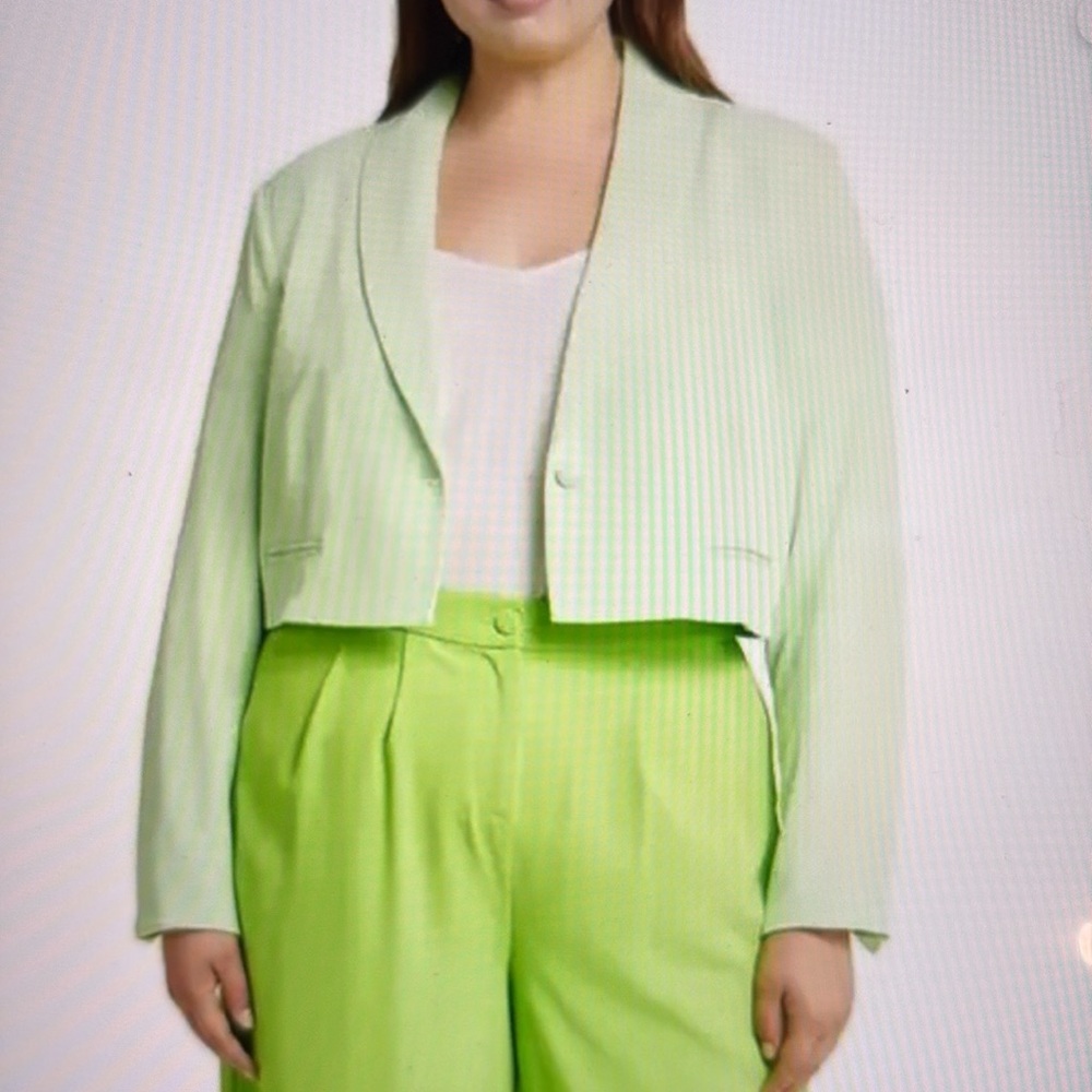 11 Honore NWT Size 14 Ariel Cropped Blazer in Paradise Green - Picture 13 of 13